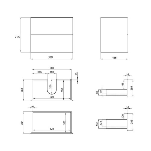 Тумба напольная Qtap Tern 600х725х437 Matt black QT1773TNL602MB