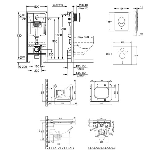 Набор инсталляция 4 в 1 Grohe Rapid SL 38721001 + унитаз с сиденьем Qtap Cardinal QT0433C660HW