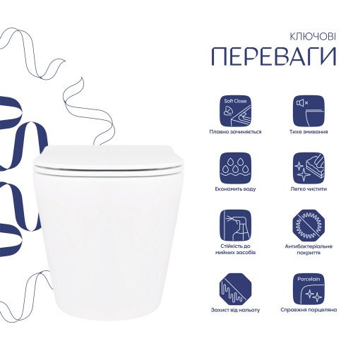 Унитаз подвесной Qtap Scorpio безободковый Ultra Quiet с сиденьем Soft-close QT14332380ASW