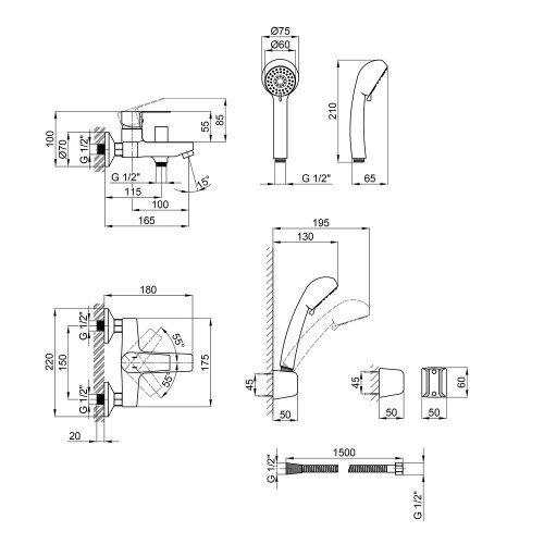 Змішувач для ванни Qtap Levny 3050104GC