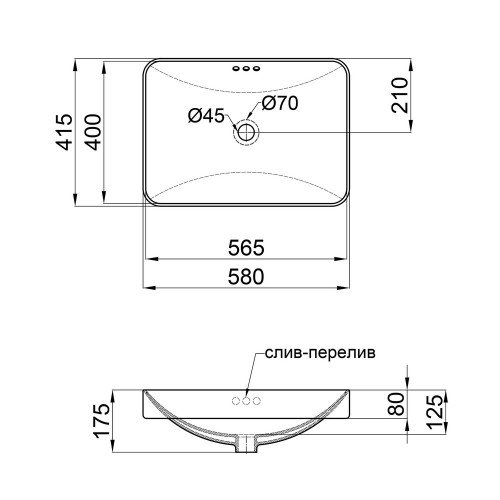 Раковина Qtap Jay с донным клапаном QT0711K425W