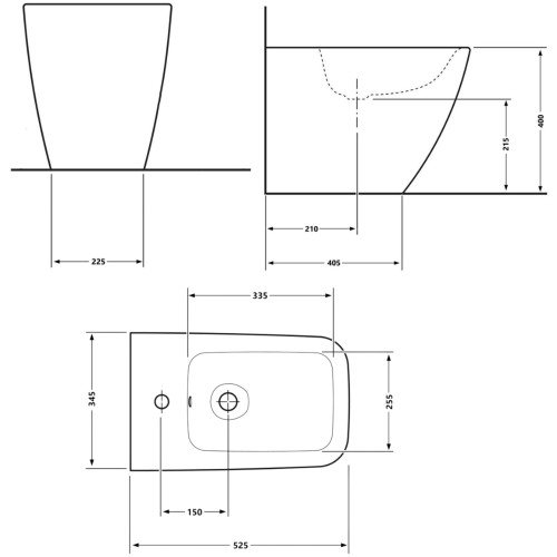 Биде напольное Qtap Cardinal 520×345×400 мм, White QTCAR29W49031
