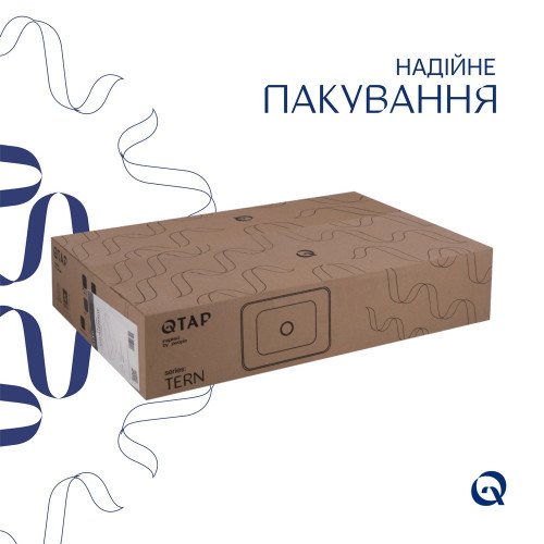 Комплект Qtap Tern: Раковина накладная прямоугольная 600x405x110 мм WHITE + Донный клапан PU02