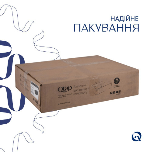 Комплект Qtap Scorpio: Раковина накладная овальная 505x385x120 мм Matt Black + Донный клапан PU03