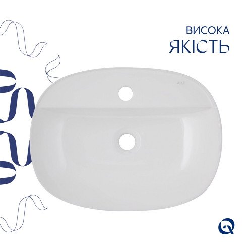 Комплект Qtap Scorpio: Раковина накладная овальная 505x385x120 мм White + Донный клапан PU02