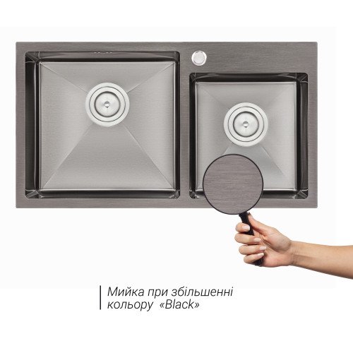 Кухонная мойка Qtap S7843BL Black 2.7/1.0 мм (QTS7843BRPVD10)