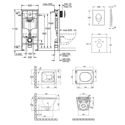 Набор инсталляция 4 в 1 Grohe Rapid SL 38721001 + унитаз с сиденьем Qtap Gemini QT25332614EW