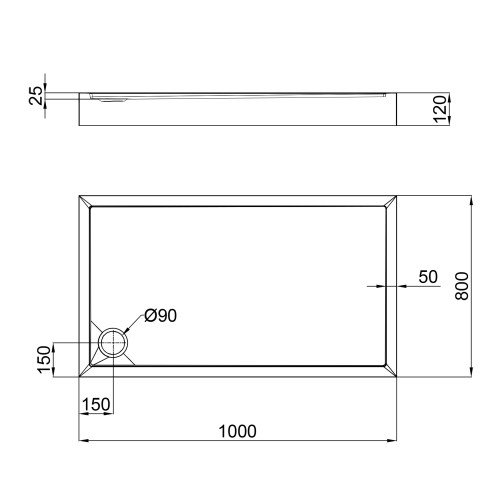 Душевой поддон Qtap Tern 301812W 100x80x12 см + сифон