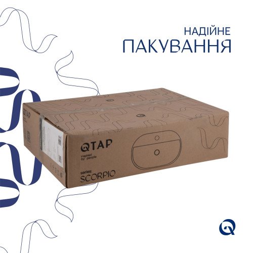 Комплект Qtap Scorpio: Раковина накладная овальная 505x385x120 мм White + Донный клапан PU02
