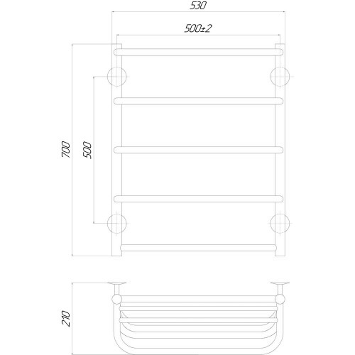 Полотенцесушитель электрический Qtap Standard shelf (CRM) P5 500х700 LE с полкой