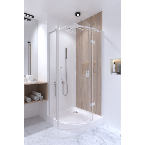Набір Qtap душова кабіна Virgo CRM1099AC8 Clear + піддон Uniarc 309915