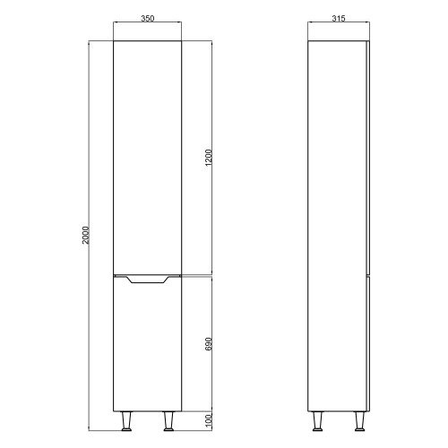 Пенал підлоговий Qtap Scorpio 350х1900х300 White QT1475PN1901KLW