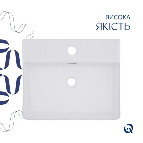 Комплект Qtap Nando LT: Раковина подвесная прямоугольная 500х420х120 мм White + Донный клапан PU02O
