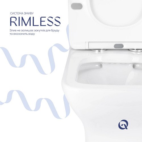 Унітаз підлоговий Qtap Aries Rimless безобідковий з сидінням Soft-close WHITE QT03228302W