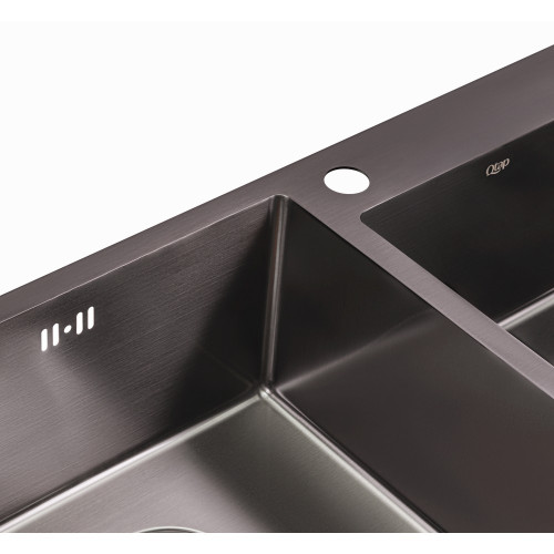Кухонна мийка з двома чашами Qtap S7843BL 2.7/1.0 мм Black (QTS7843BRPVD10)