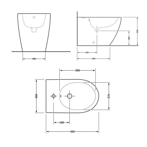Биде напольное Qtap Robin 560x355x410 White QT13441381W