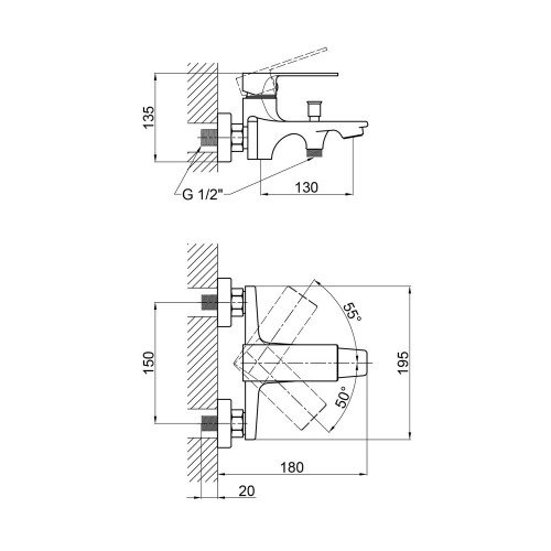 Смеситель для ванны Qtap Matice 3063103C