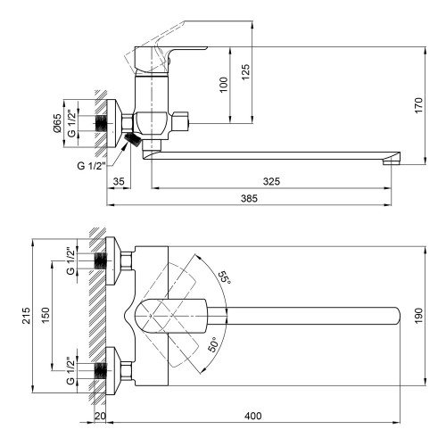 Смеситель для ванны Qtap Leo 3262102GC