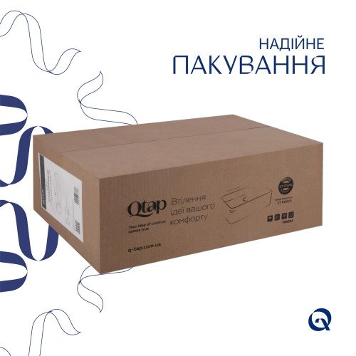 Комплект Qtap Leo: Раковина подвесная овальная левая 430x290x140 мм White + Донный клапан PU02O