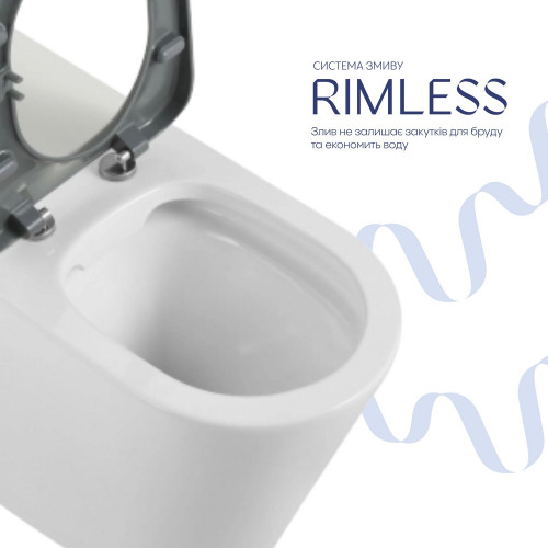 Унітаз підлоговий Qtap Freedom інклюзивний безбачковий Rimless безобідковий з сидінням Soft-close WHITE QT22223368W
