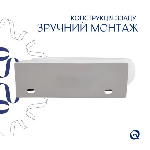 Комплект Qtap Leo: Раковина подвесная овальная правая 430x290x140 мм White + Донный клапан PU02O