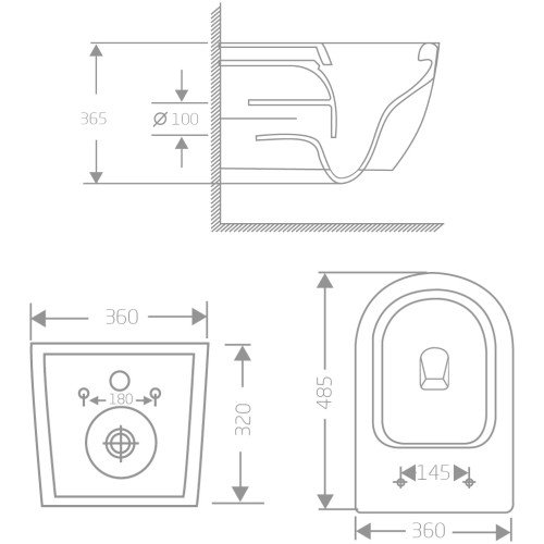 Унитаз подвесной Qtap Jay Ultra Quiet 485х360х320 мм, Matt Black, сиденьем Slim Duroplast/ Soft-close/ Quick Relase QT07335177MB