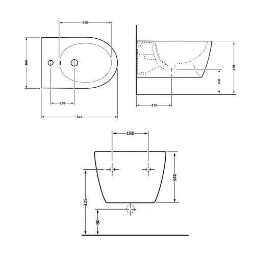 Биде подвесное Qtap Scorpio QT1455053FMB