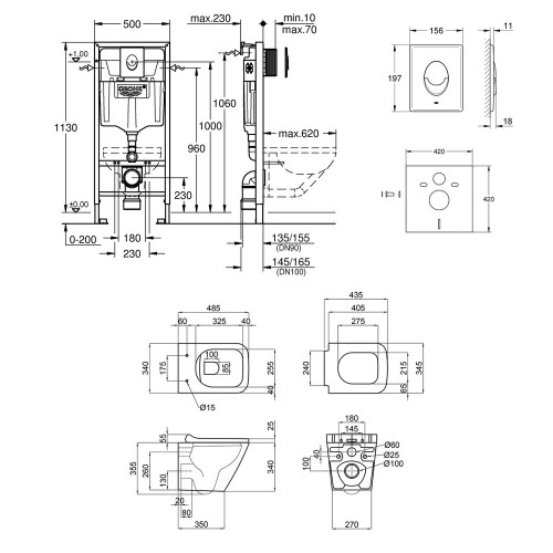 Набор инсталляция 4 в 1 Grohe Rapid SL 38721001 + унитаз с сиденьем Qtap Tern QT1733052ERW