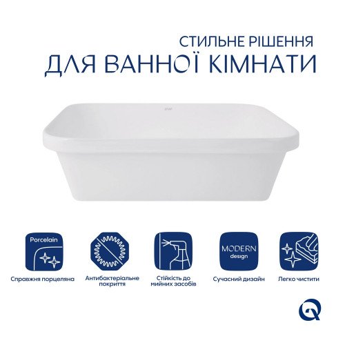 Комплект Qtap Scorpio: Раковина врезная прямоугольная 500х380х145 мм White + Донный клапан PU02