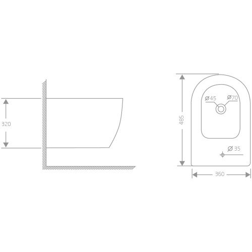 Біде підвісне Qtap Jay 485х360х320 мм White