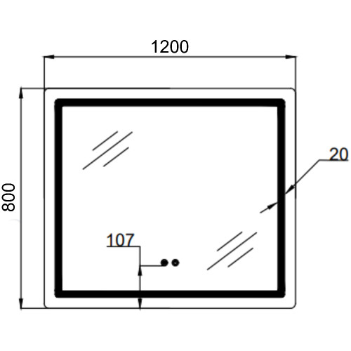 Зеркало Qtap Mideya (MI1) 1200х800 с LED-подсветкой Touch, с антизапотеванием, диммером, рег. яркости QT2078F12080