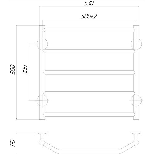 Полотенцесушитель электрический Qtap Trapezium (CRM) P5 500х500 LE