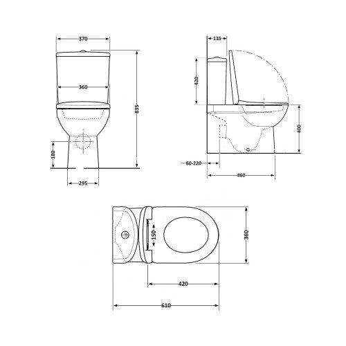 Унитаз-компакт Qtap Robin Ultra Quiet безободковый с сиденьем Soft-close QT13222128AUQ1W