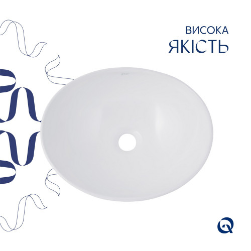 Комплект Qtap Dove: Раковина накладная овальная 410x335x145 мм White + Донный клапан PU02