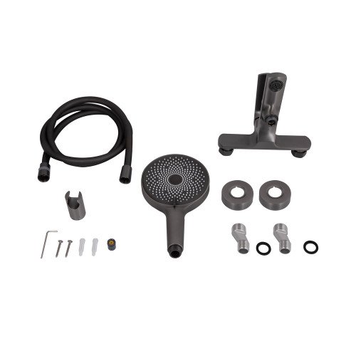 Смеситель для ванны Qtap Slavonice (c душевым гарнитуром) QTSLV259GMB48035 Gunmetal Black PVD