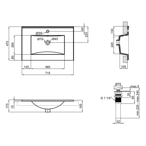 Раковина Qtap Albatross New с донным клапаном QT0111750670W