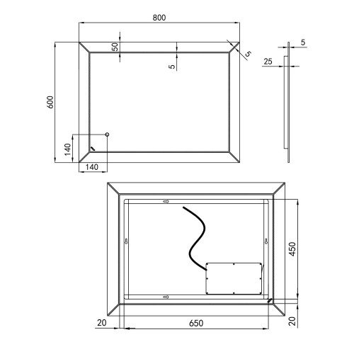 Зеркало Qtap Aries 800х600 с LED-подсветкой Touch Reverse QT037816016080W