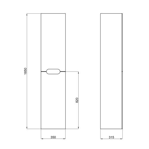 Пенал підвісний Qtap Virgo 350х1600х316 Black/White з кошиком для білизни QT1876PP1652KRBW