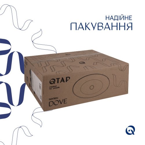 Комплект Qtap Dove: Раковина накладная овальная 410x335x145 мм White + Донный клапан PU02