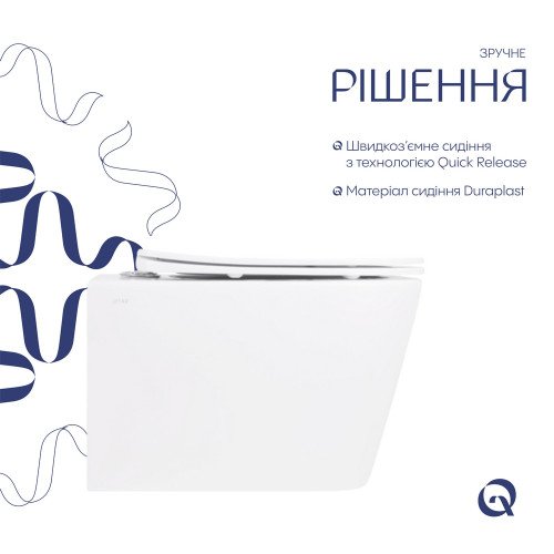 Унитаз подвесной Qtap Crow безободковый с сиденьем Soft-close QT05335170W