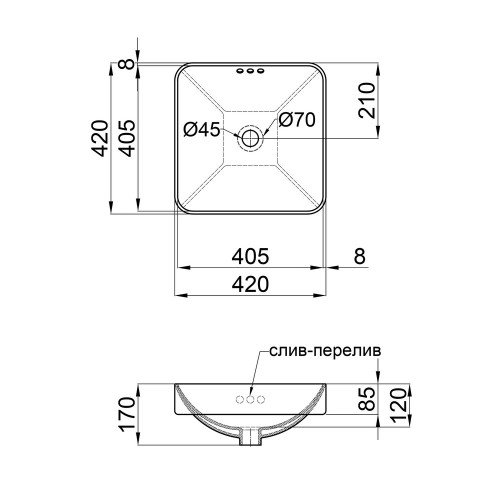 Раковина Qtap Jay с донным клапаном QT0711K424W