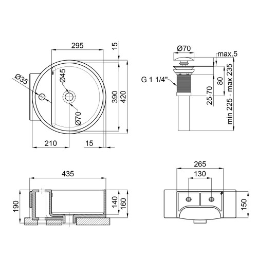 Раковина-чаша Qtap Swan 425х435х195 White с донным клапаном QT1611A005W