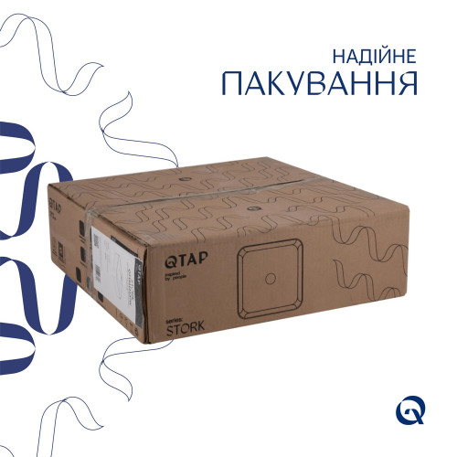 Комплект Qtap Stork: Раковина накладная квадратная 430x430x120 мм White + Донный клапан PU02