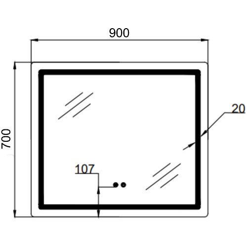 Зеркало Qtap Mideya (MI2) 900х700 с LED-подсветкой Touch, с антизапотеванием, с диммером, рег. яркости QT2078NCF9070