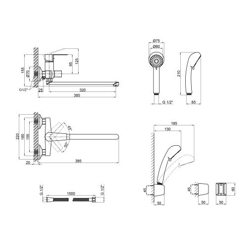 Змішувач для ванни Qtap Levny 3250104C