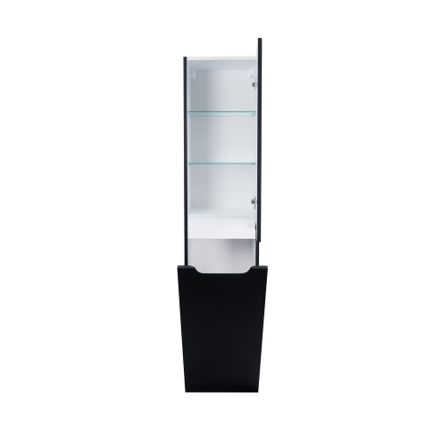 Пенал підвісний Qtap Virgo 350х1600х316 Black/White з кошиком для білизни QT1876PP1652KRBW