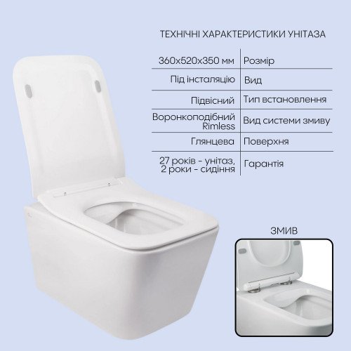 Готовое решение Qtap для ванной комнаты: подвесной унитаз Crow Rimless + комплект инсталляции Nest 4 в 1 (линейная клавиша Chrome)