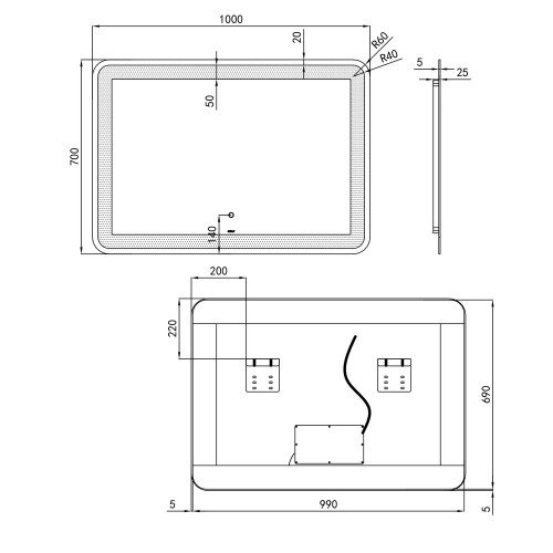 Дзеркало Qtap Swan 1000х700 з LED-підсвічуванням Touch QT1678141470100W
