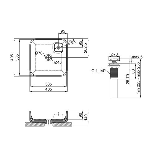 Раковина-чаша Qtap Stork 400х400х140 White з донним клапаном QT1511A057TW
