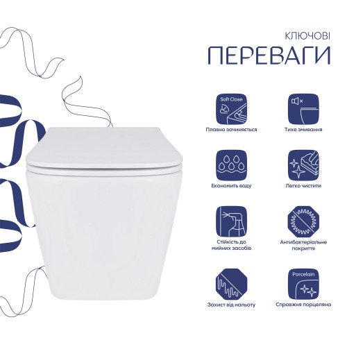 Унітаз підвісний Qtap Tern із сидінням Soft-close QT17332303ASW
